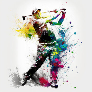 プロゴルファーのペイントアート, Pro golfer Paint Art, Generative AI	

