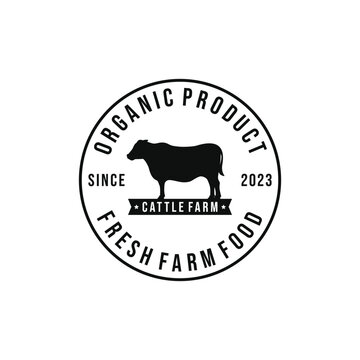 Cattle farm logo design vector illustration. Cow farm logo. Livestock logo vector