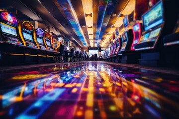 online casino, Creative poker, betting gambling casino chip soccer football basketball tennis balls, Casino background. Slot machine with roulette wheel. laptop notebook concept. Falling poker chips.