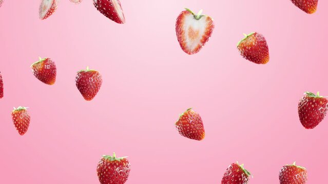 Strawberry falling with alpha for overlay