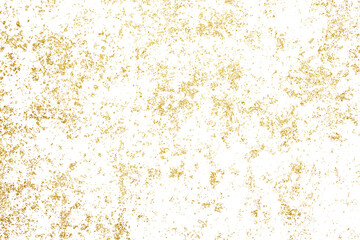 Fototapeta na wymiar Gold splashes Texture on transparent background. Grunge golden background pattern of cracks, scuffs, chips, stains, ink spots, lines, PNG file