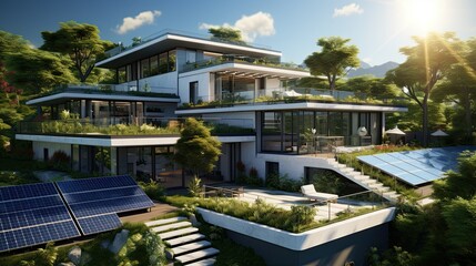 Modern residential buildings using solar power energy