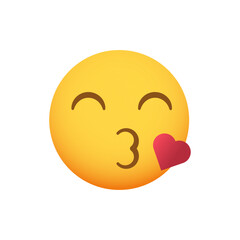 Kissing emoticon smiley. Cute romantic emoji icon