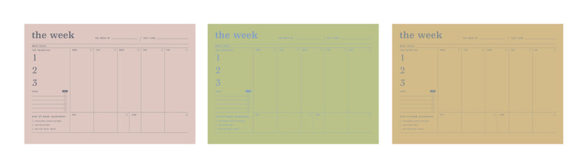 set 3 of The week (spring) planner. 