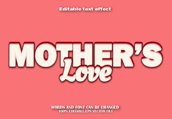 Fototapeta na wymiar Mother's Love Editable Text Effect 3d Cartoon Style