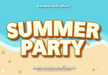 Obraz premium Summer Party Editable Text Effect 3d Cartoon Style