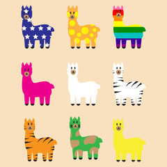 The alpaca vector bundle set for wildlife concept