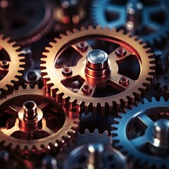 Abstract image of gears and cogs symbolizing innovation and progress 