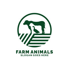 Farm animals logo design vector. Livestock logo vector