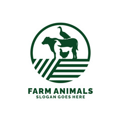 Farm animals logo design vector. Livestock logo vector