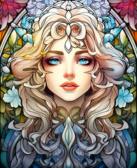 Stained glass angel in window art