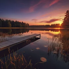 Ingelijste posters Ziekenhuis A calming and soothing sunset over a calm lake creating a peaceful and reflective atmosphere that encourages inner peace and tranquility   © Brandon
