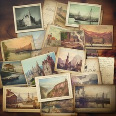 Fototapeta na wymiar A collage of vintage postcards conveying a sense of travel and adventure 