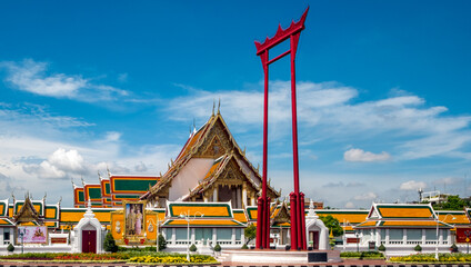 Obraz premium Historic Wat Suthat Buddhist Temple in Bangkok