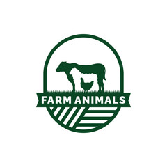 Farm animals logo design vector. Livestock logo vector