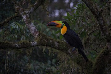 Obraz premium vibrant toucan perched on a tropical tree branch