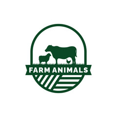 Farm animals logo design vector. Livestock logo vector