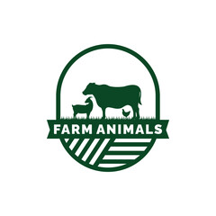 Farm animals logo design vector. Livestock logo vector