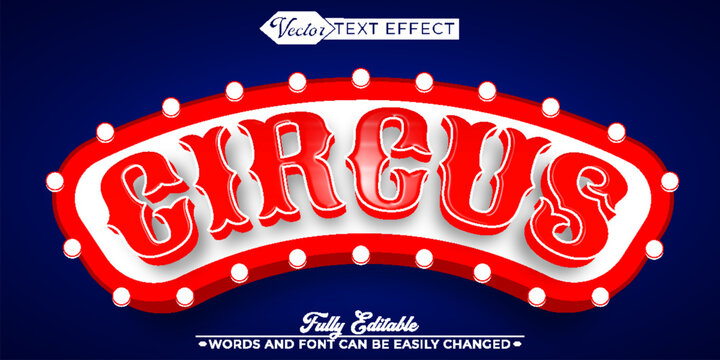 Cartoon Red Frame Circus Vector Editable Text Effect Template