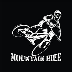 Mountain Bike Black and White Silhouette Logo