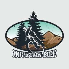 Mountain Bike Logo, Colorful Mountain Bike Emblem