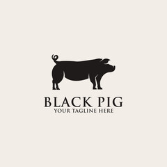 Black pig logo design vector