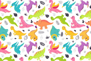 dinosaurs seamless pattern, colorful doodles, doodle wallpaper print texture, baby doodle graphic element, character, decorative element 