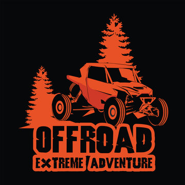Offroad Logo, Orange Silhouette Off Road Car Emblem