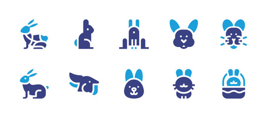 Rabbit icon set. Duotone color. Vector illustration. Containing bunny, rabbit.
