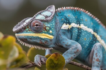 Obraz premium vibrant chameleon perched on a tree branch