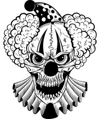 Fototapeta premium Clown Head Horror Tattoo