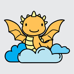 cute dragon drawing child use editable , eps jpg social media use or print out sticker.