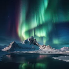 Foto op Plexiglas Noorderlicht Aurora borealis and aurora australis simultaneously lighting up the polar skies creating a breathtaking display 