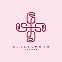 Vintage plus rose  flower feminine logo design for your brand or business
