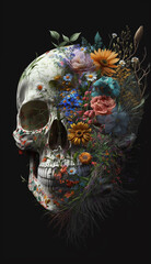 Skull with Flowers