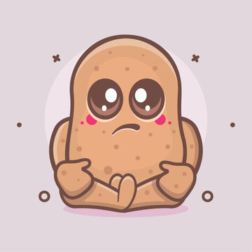 recommend clip art: kawaii potato vegetable character mascot with sad expression isolated cartoon in flat style design 