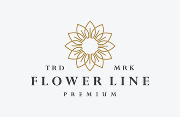  Flower Logo Design circle vector template. Jewelry Luxury Fashion Logotype concept icon.