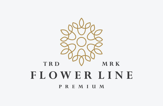  Flower Logo Design circle vector template. Jewelry Luxury Fashion Logotype concept icon.