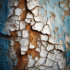 Cracked paint on a weathered wall 