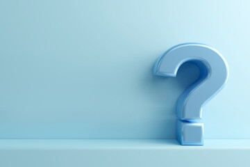 Question mark on blue background. concepts of business support, questions, doubts, and causes. with copy space. 3D