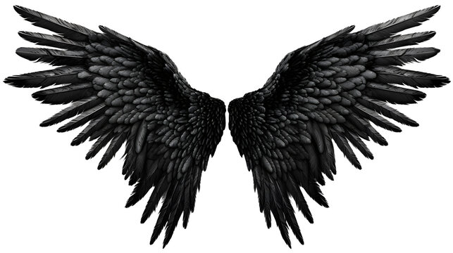 recommend clip art: black angel wings ornament isolated on a transparent background ,generative ai