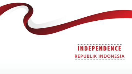 Red and white wallpaper banner poster template design for Indonesia independence day celebration minimalist theme