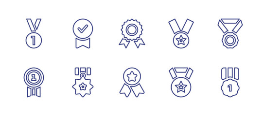 Medal line icon set. Editable stroke. Vector illustration. Containing gold medal, medal, prize, success, badge, gold.
