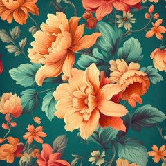 Fototapeta na wymiar Retro floral pattern with vintageinspired designs 