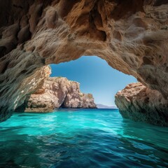 Fototapeta premium Stunning view of a natural arch over turquoise waters 