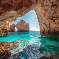 Stunning view of a natural arch over turquoise waters 