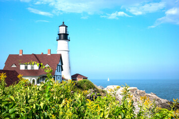 Fototapeta na wymiar The Portland Head Lighthouse in Cape Elizabeth, Maine, USA. 