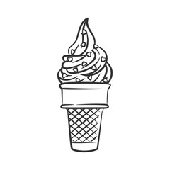 Ice cream cone line art sketch illustration