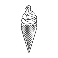 Ice cream cone line art sketch illustration