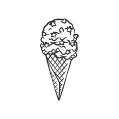 Ice cream cone line art sketch illustration